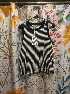 Market & Spruce Black and White Striped Tank Top